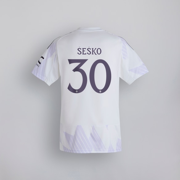 Manchester United 25/26 Away Kids Jersey with Sesko 30 Club Printing White