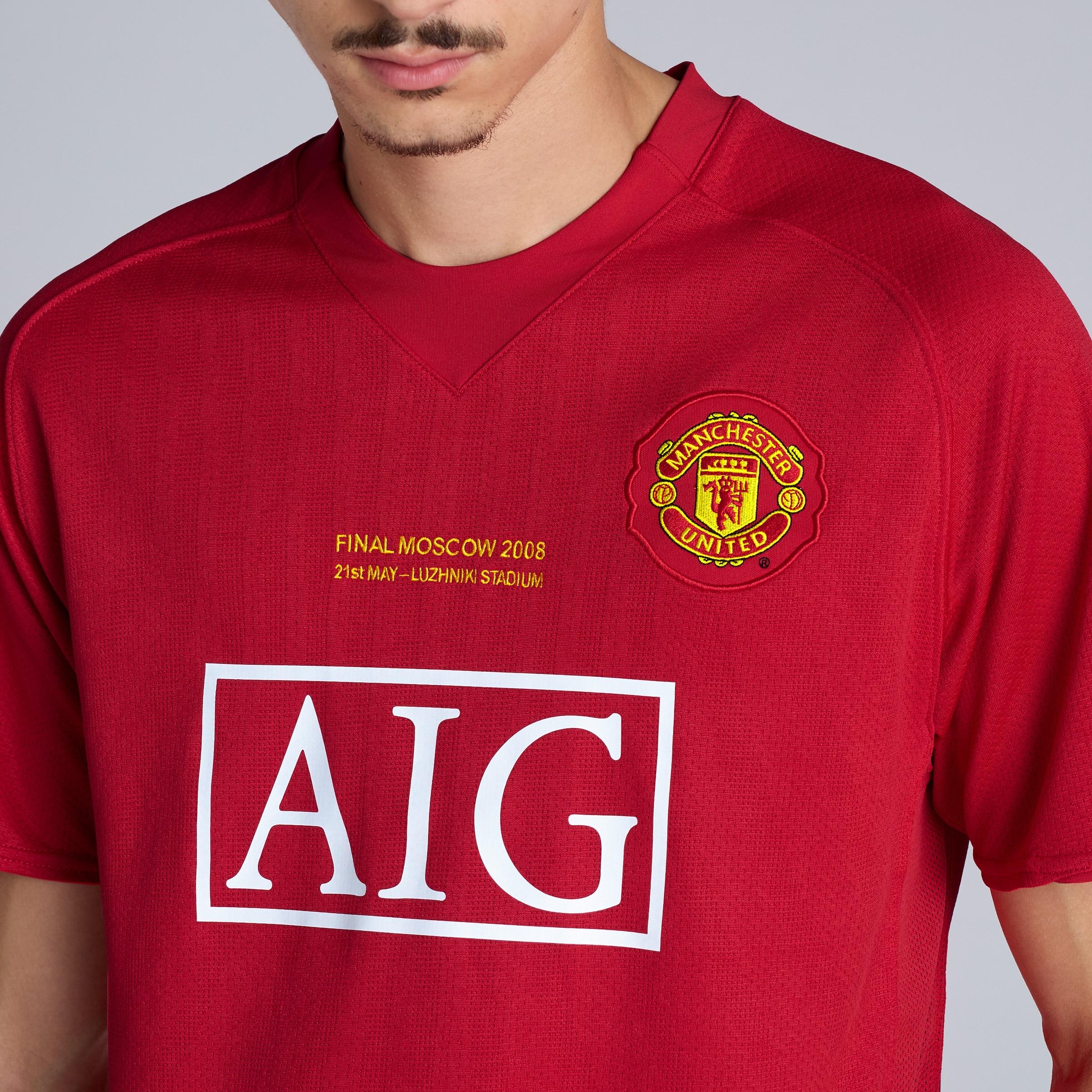 Manchester United Retro 2007-09 Champions League Final Shirt Rooney Printing Red Rouge Détail [4-5]