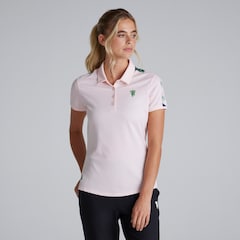 Manchester United x adidas Womens Golf Ultimate365 Printed Polo Shirt Pink
