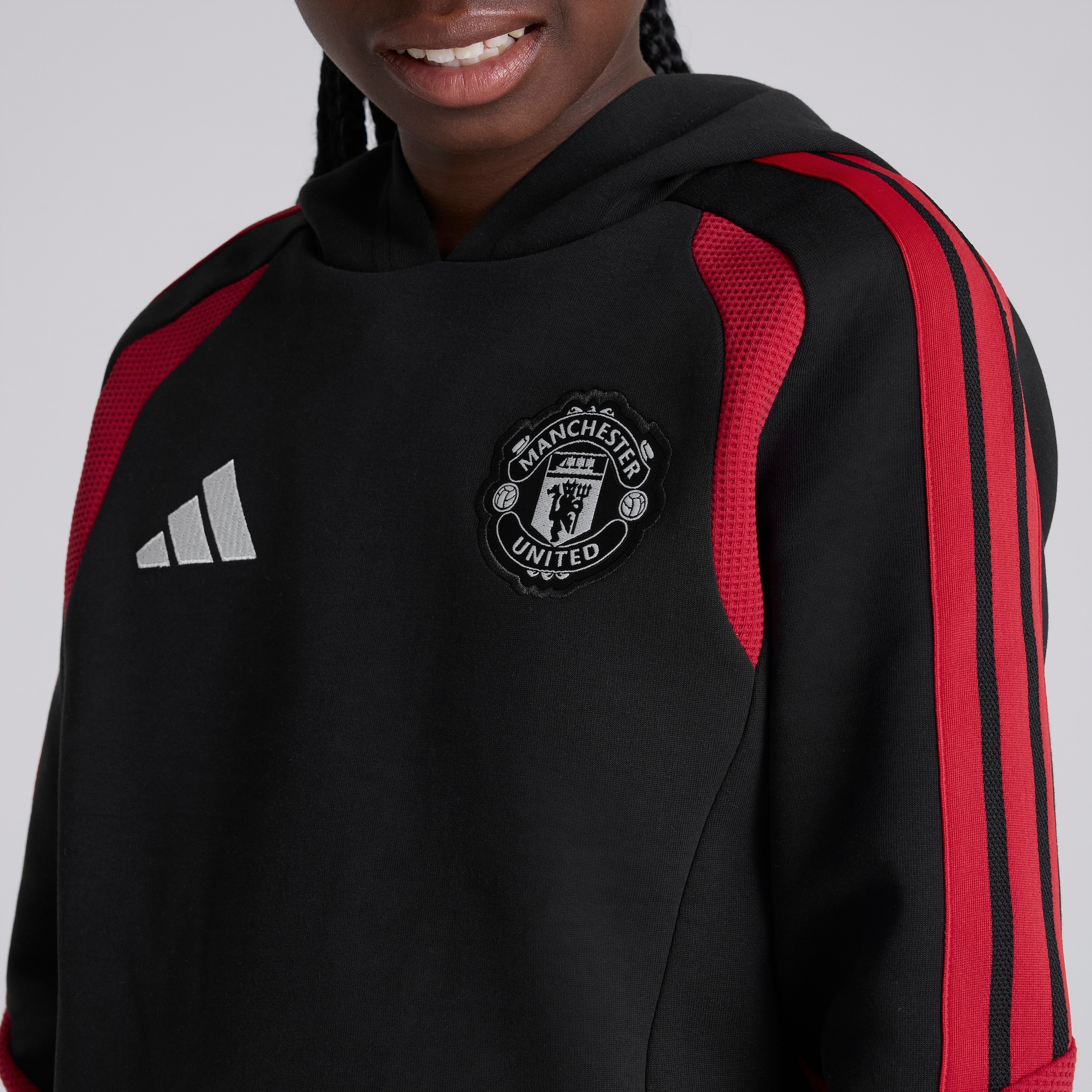 Manchester United Kids 26/27 Training Tiro Hoodie Black Black Detail [4-6]