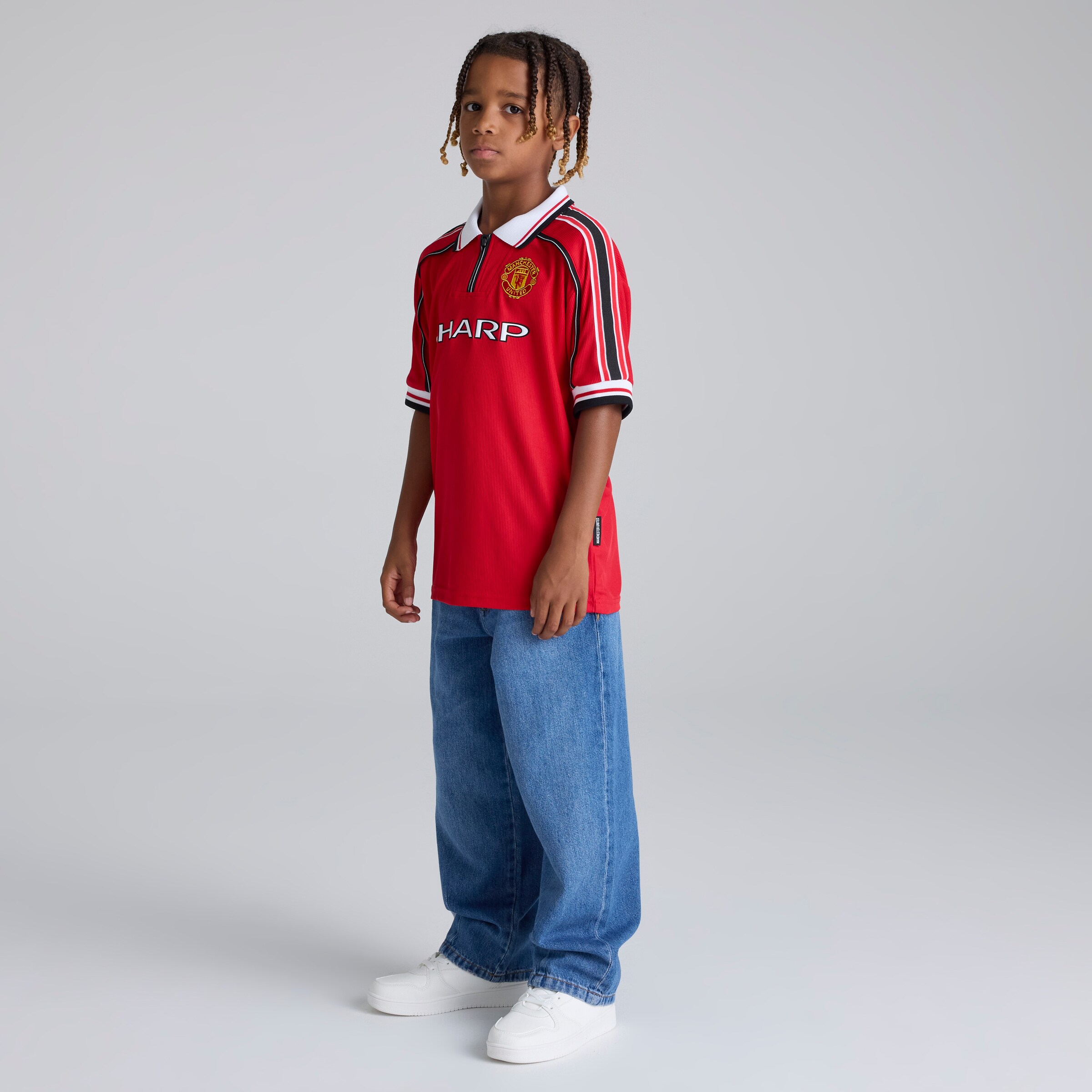 Manchester United Kids 1998-00 Home Shirt Red Red Detail [3-5]