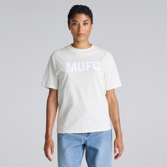Manchester United MUFC Womens T-Shirt Cream Beige