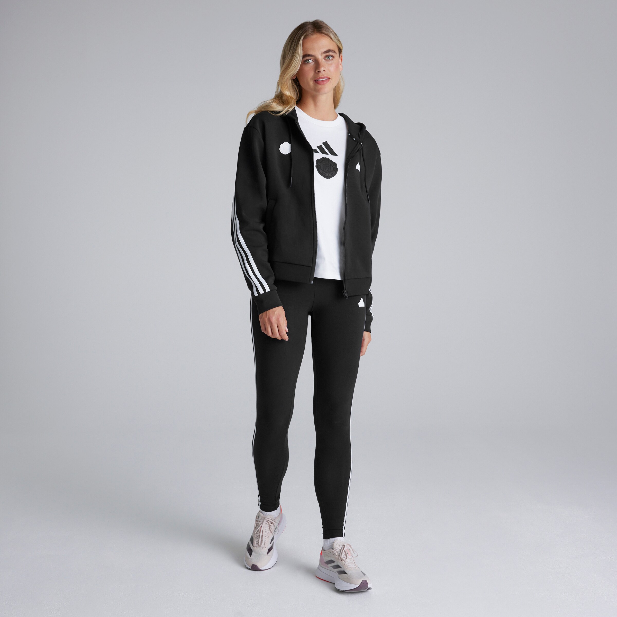 Hoodie ZippÃ© IntÃ©gral 3-Bandes Future Icons Femmes Noir de Manchester United x adidas Noir Détail [3-5]