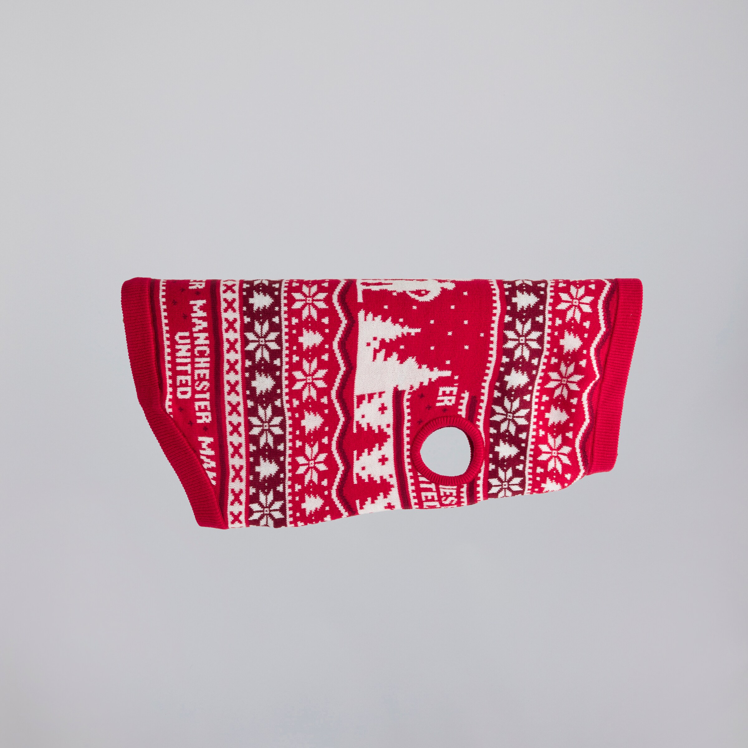 Manchester United Christmas Fairisle Pet Jumper Red Rot Detail [2-4]