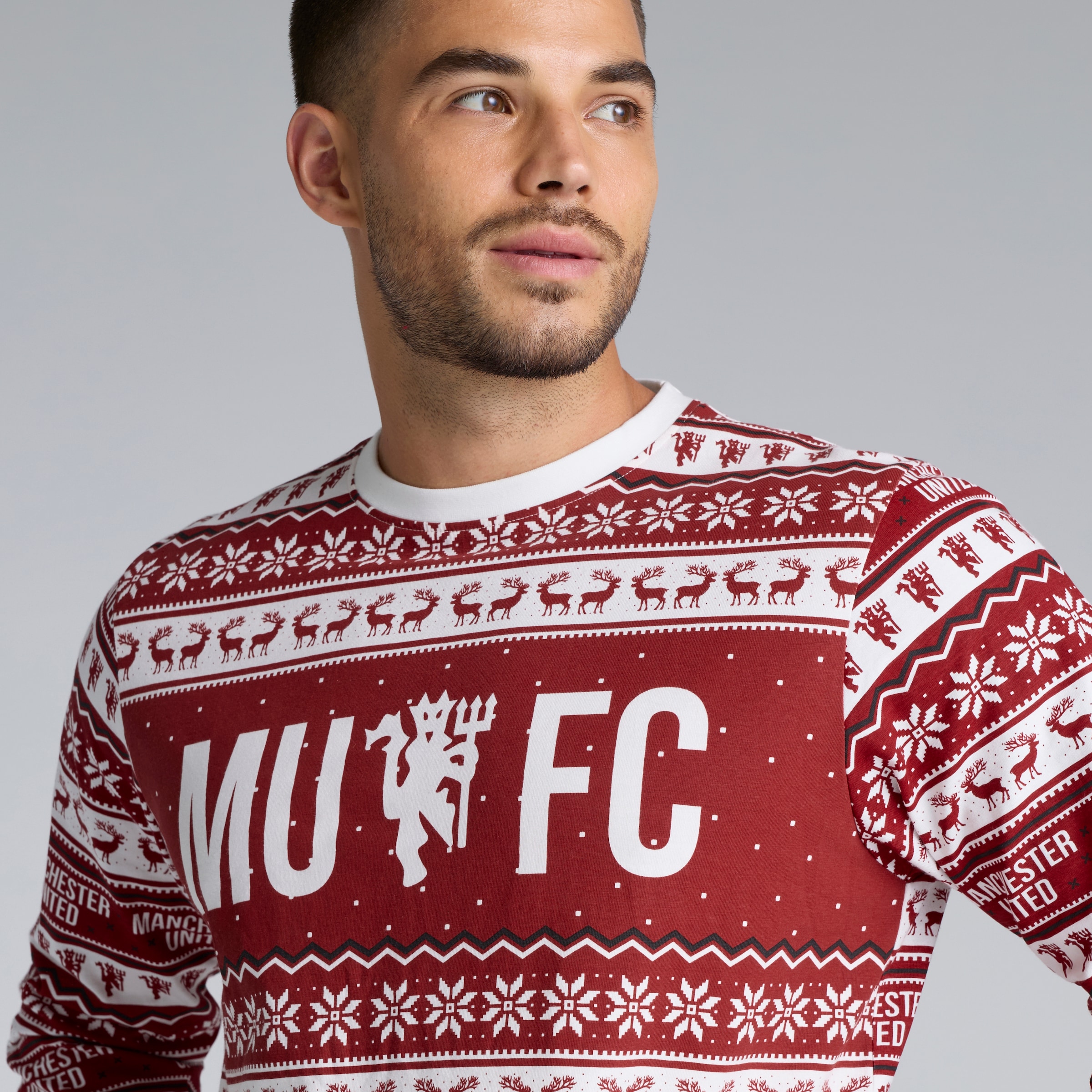 Manchester United Christmas Fairisle Pyjamas Red Multi Detail [5-6]