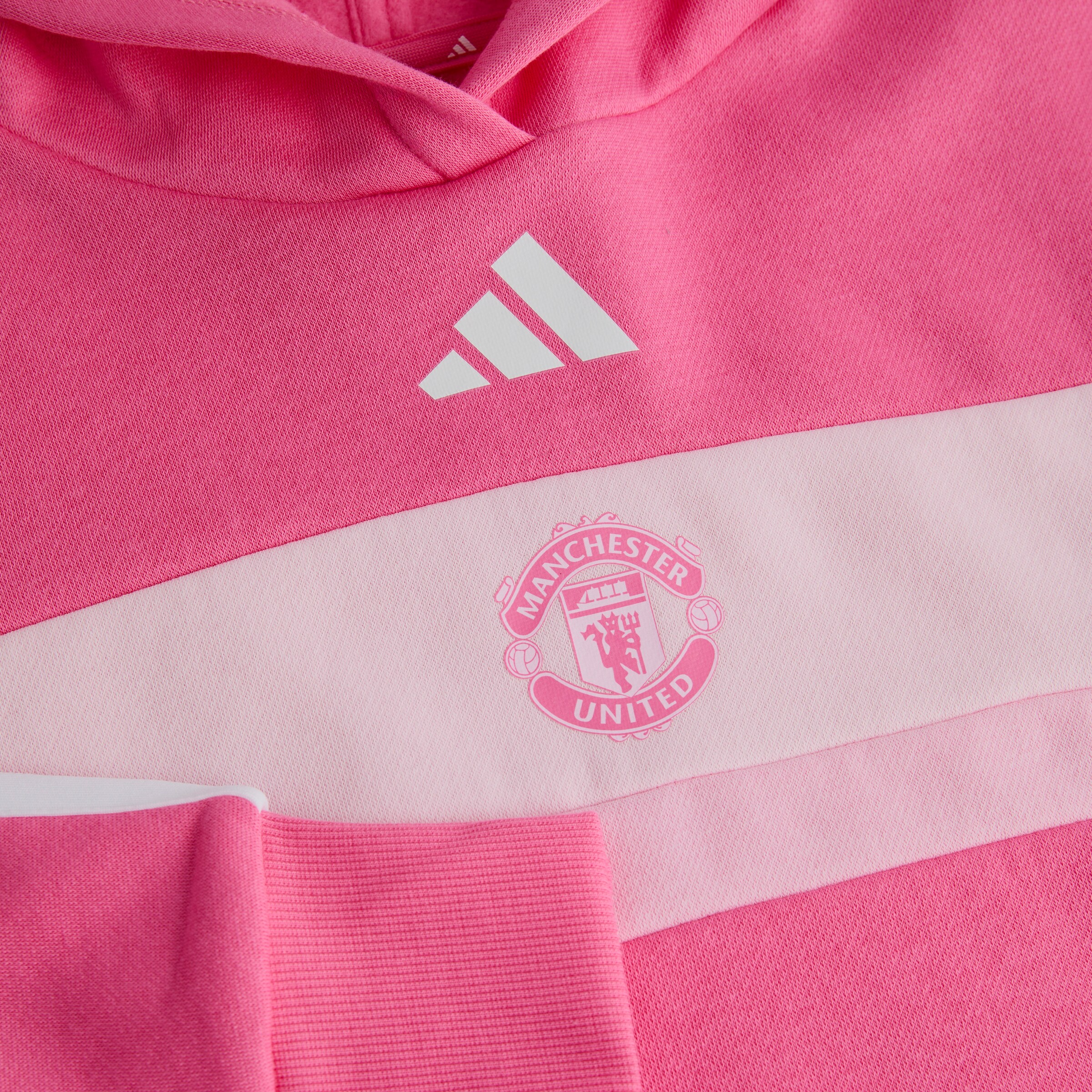 Manchester United x adidas Kids Essentials Tiberio 3-Stripes Fleece Leggings Set Pink Pink Detail [3-3]