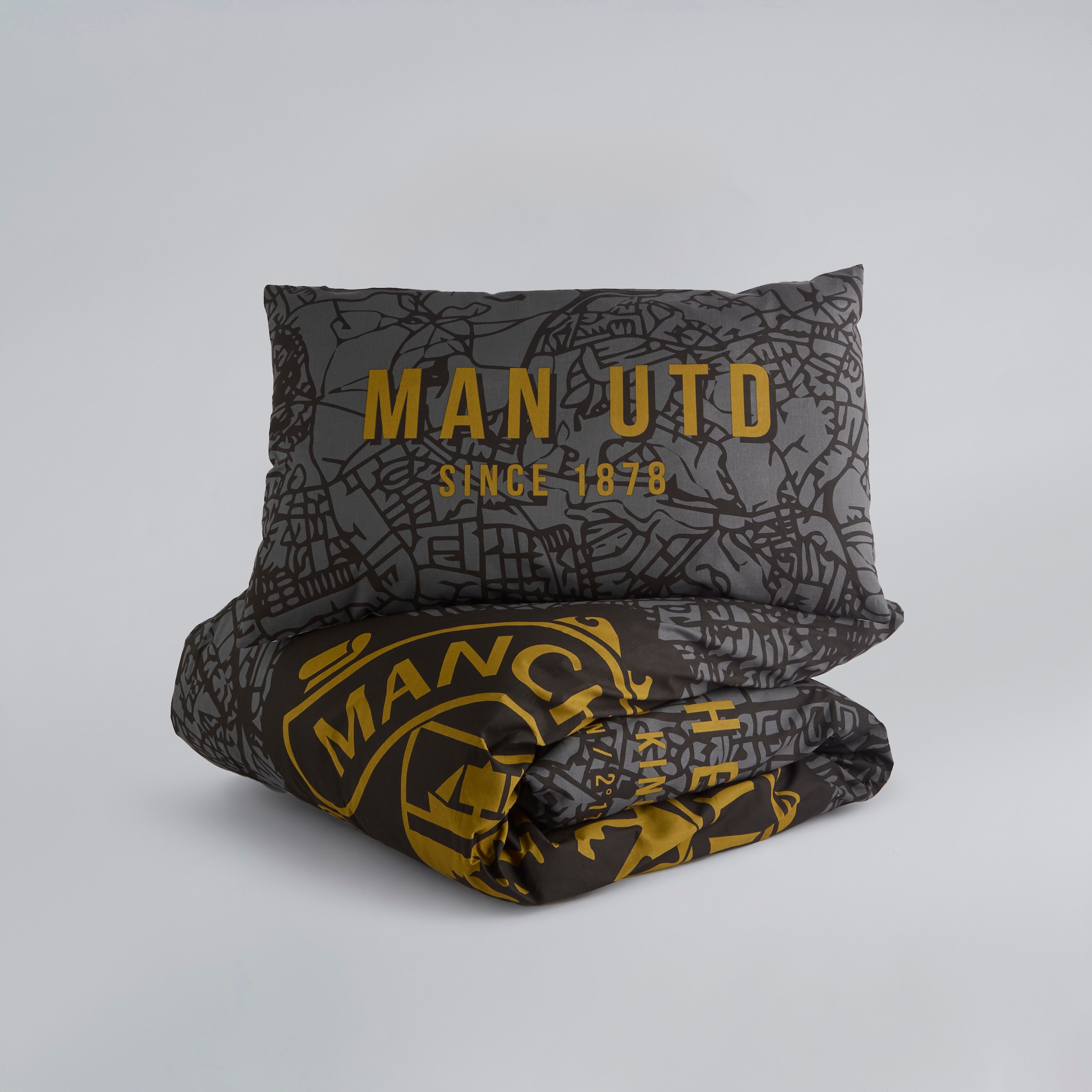 Manchester United Elevated Cotton Single Duvet Cover Black Black Detail [4-5]