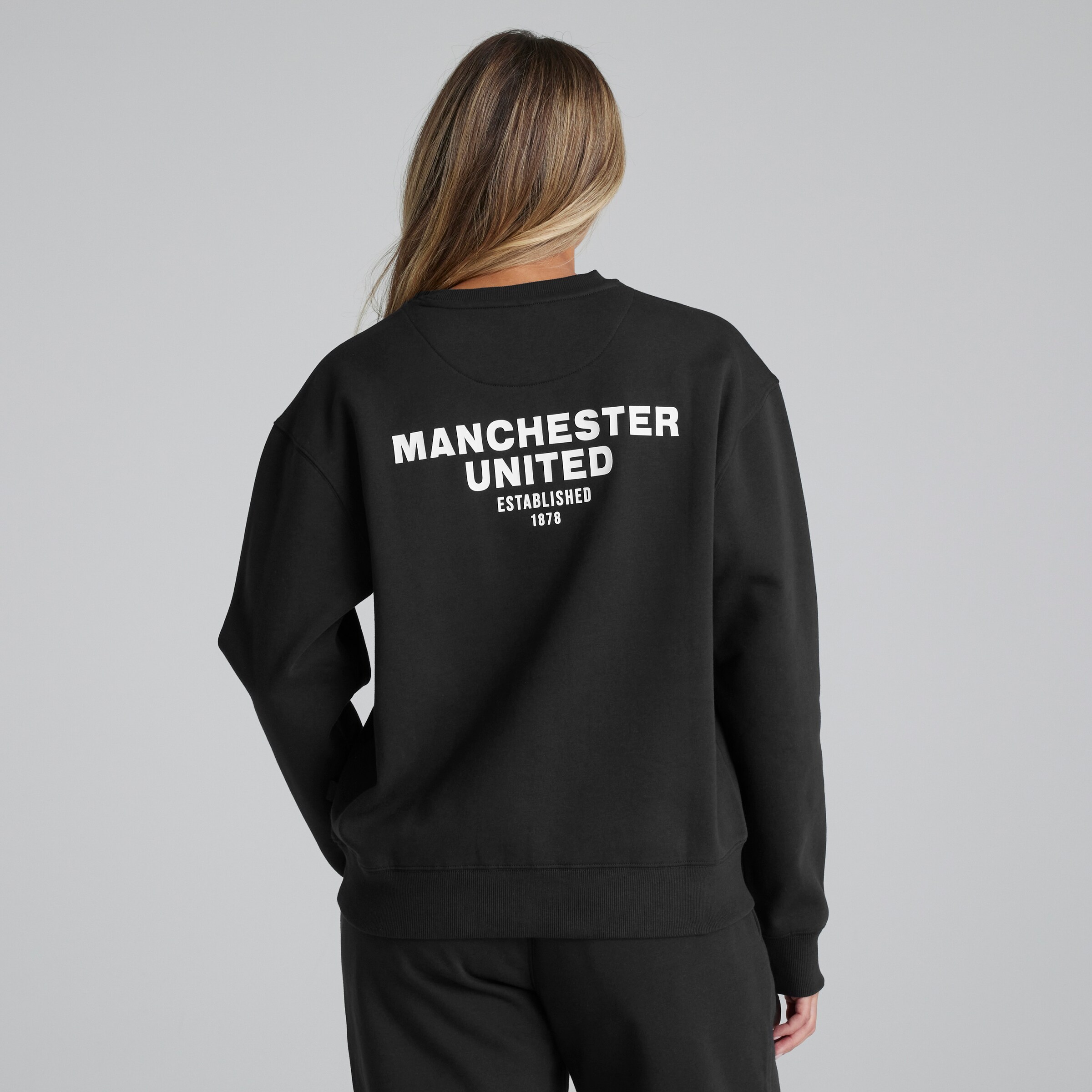 Manchester United Womens Back Print Sweatshirt Black Black Detail [2-7]