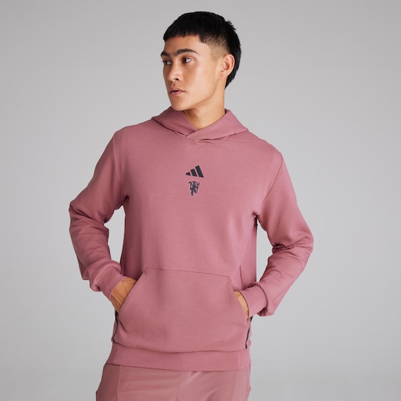 Manchester United x adidas Mens Designed for Training Hoodie Burgundy Red