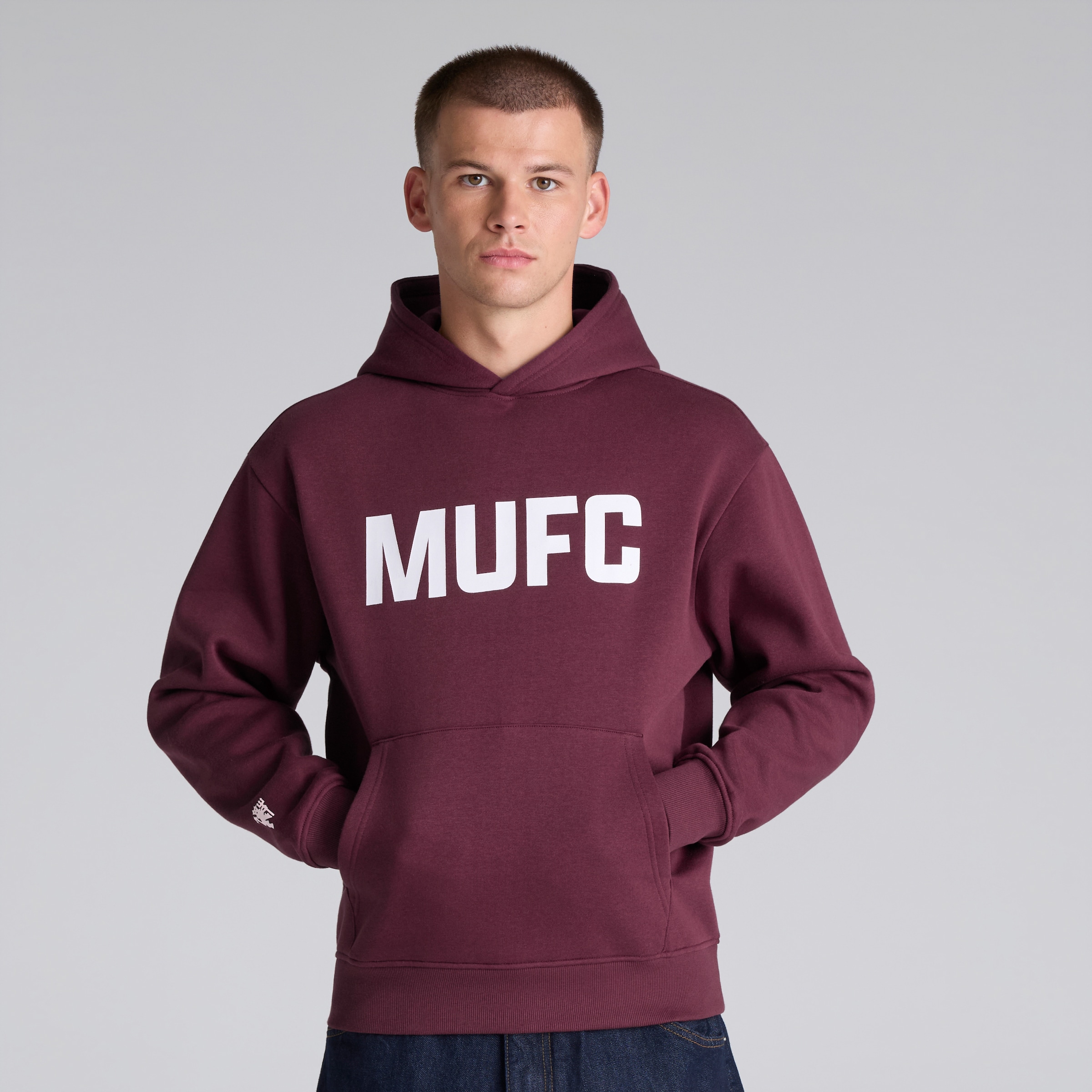 Manchester United MUFC Overhead Hoodie Burgundy Red