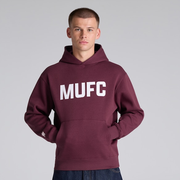 Manchester United MUFC Overhead Hoodie Burgundy Rouge