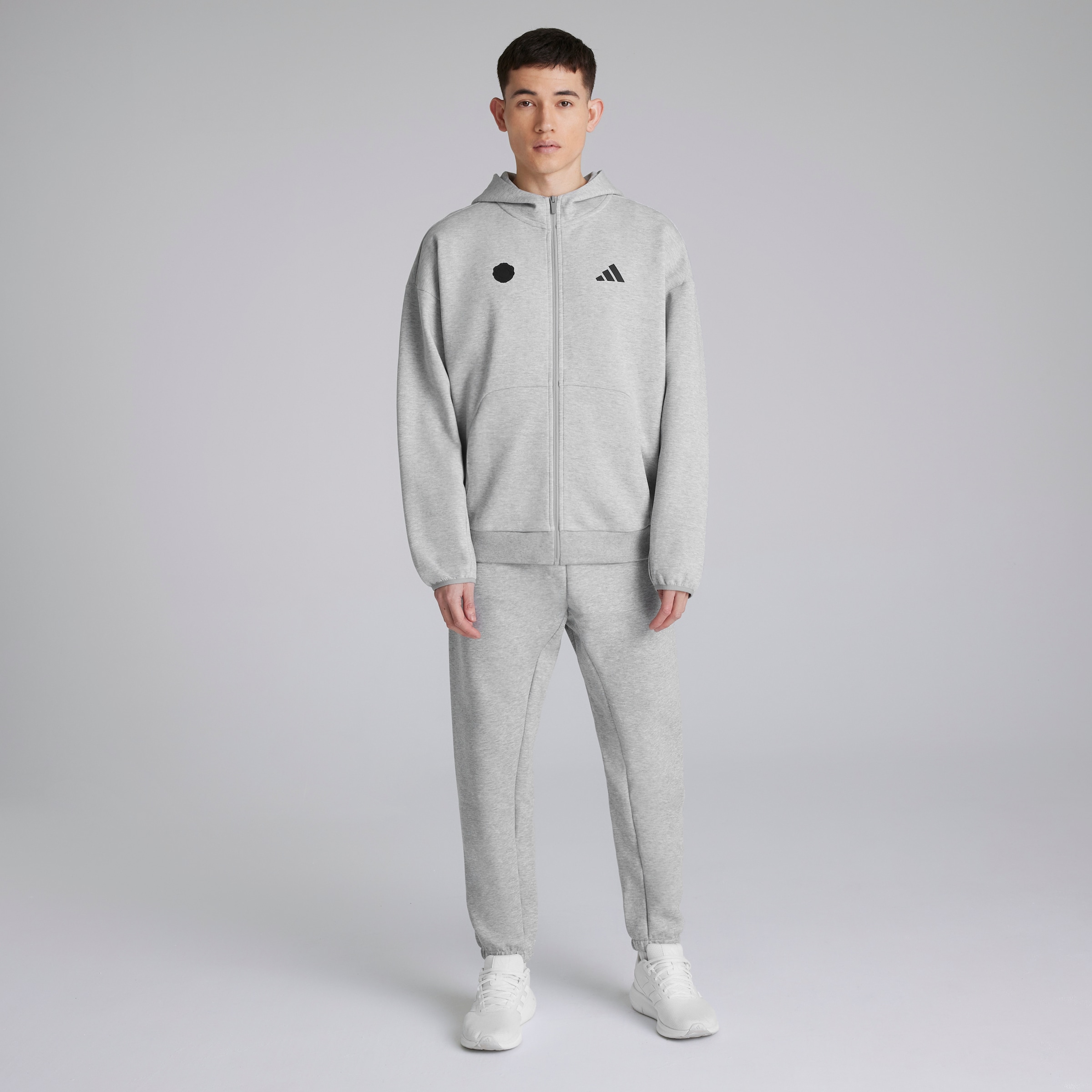Manchester United x adidas Future Icons Full Zip Hoodie Grey Marl Grey Detail [3-5]