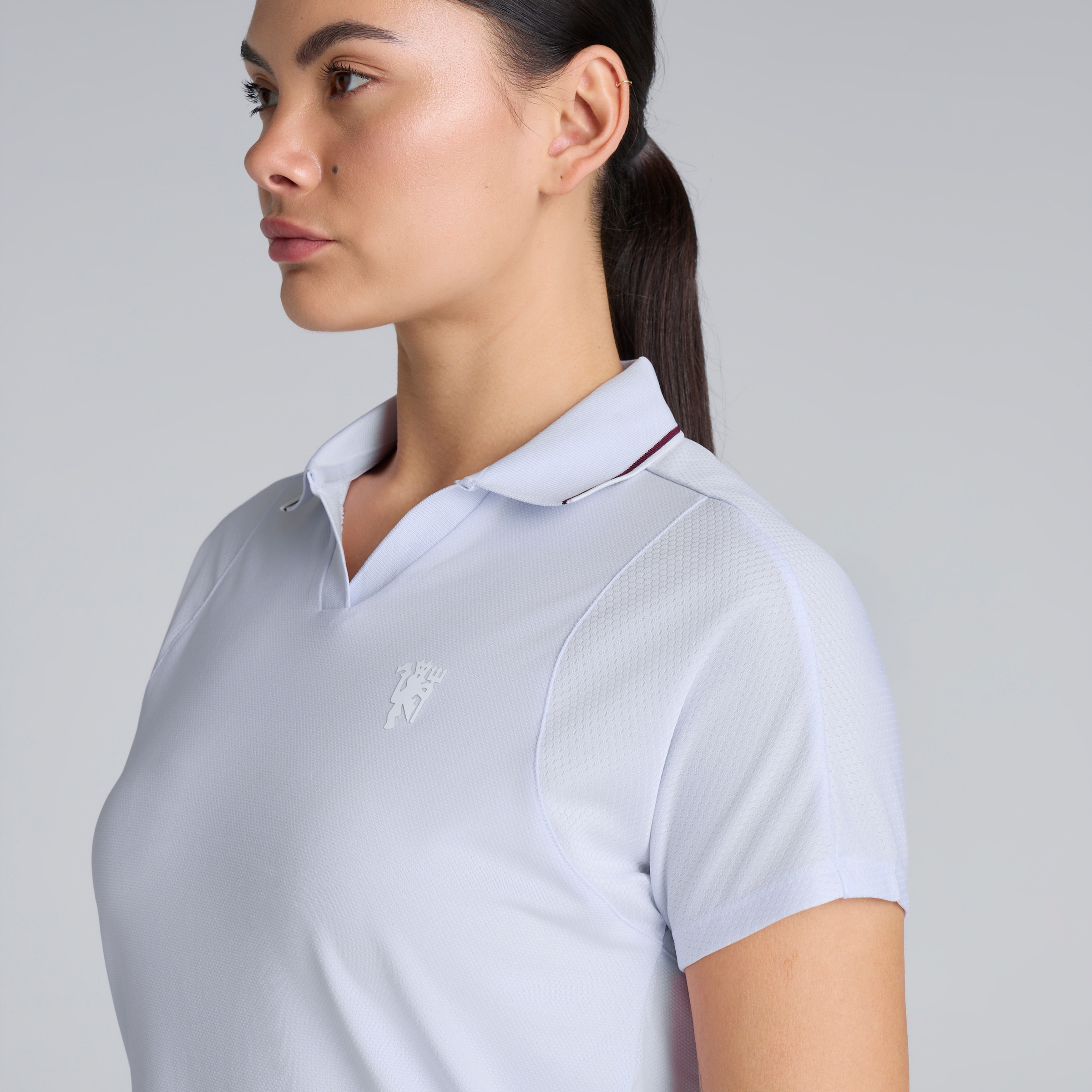 Manchester United x adidas Womens Golf Ultimate 365 Polo Shirt Purple Purple Detail [4-5]
