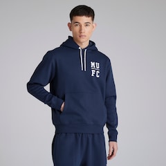 Manchester United Mens Varsity Back Print Overhead Hoodie Navy