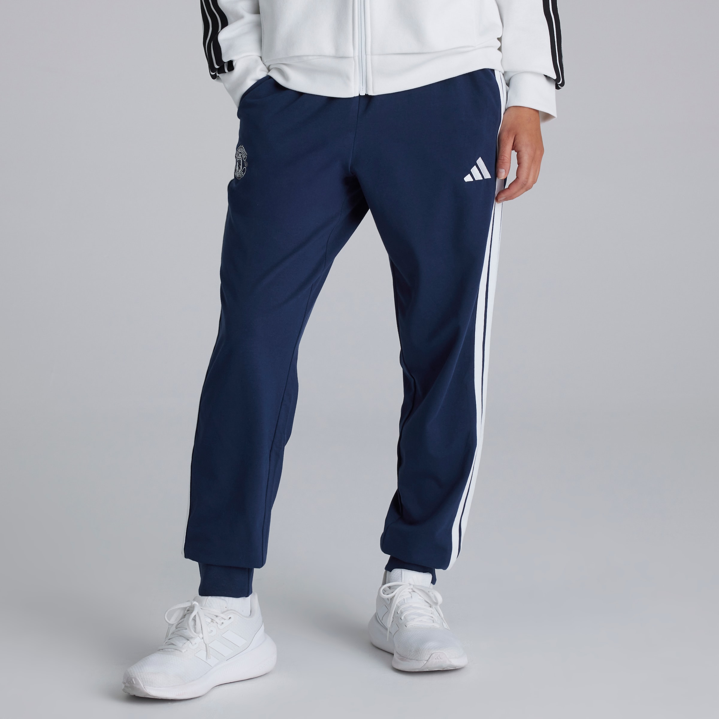 Manchester United x adidas Womens Essentials 3-Stripes Joggers Blue Blue Detail [1-6]