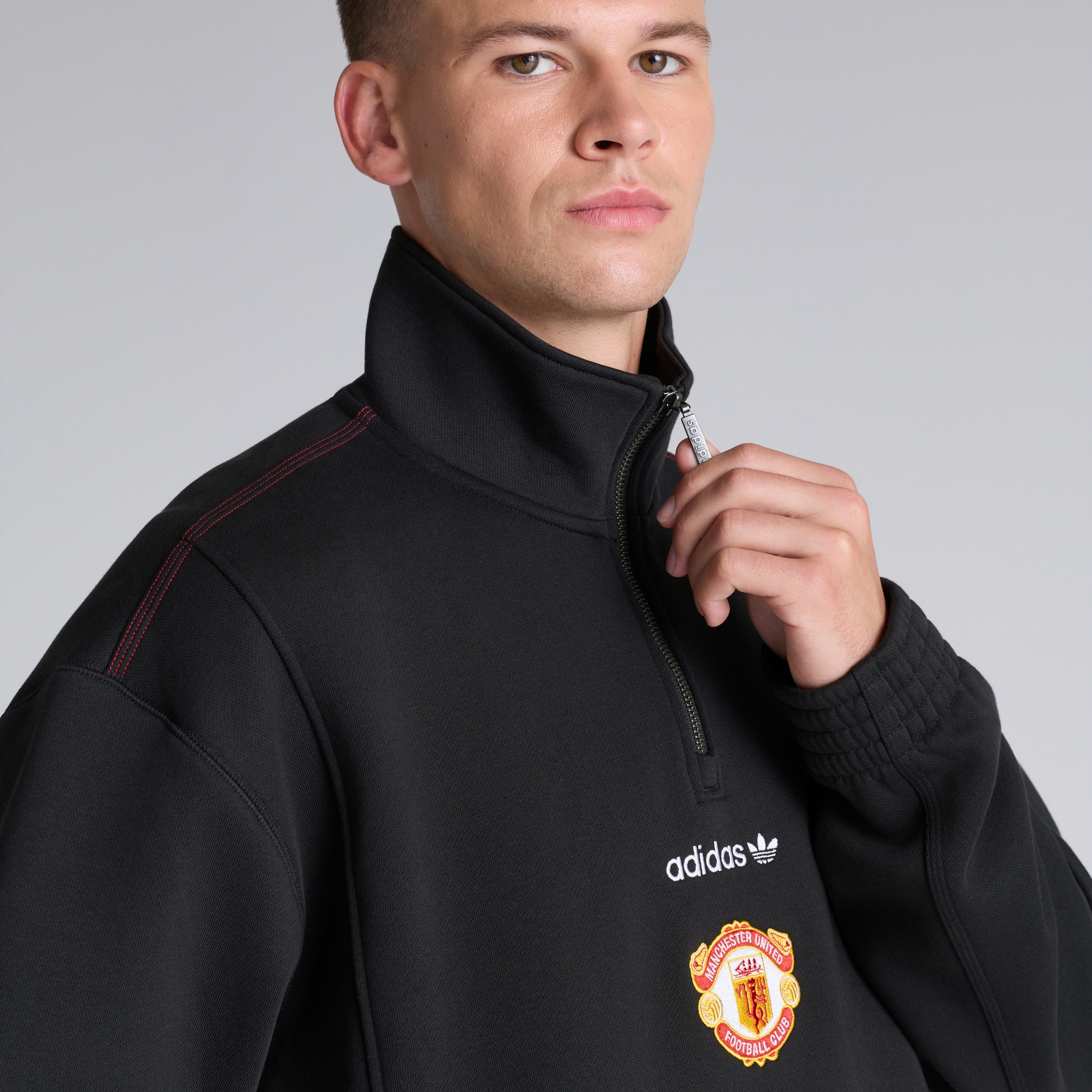 Manchester United x adidas EQT Half Zip Top Black Black Detail [6-6]