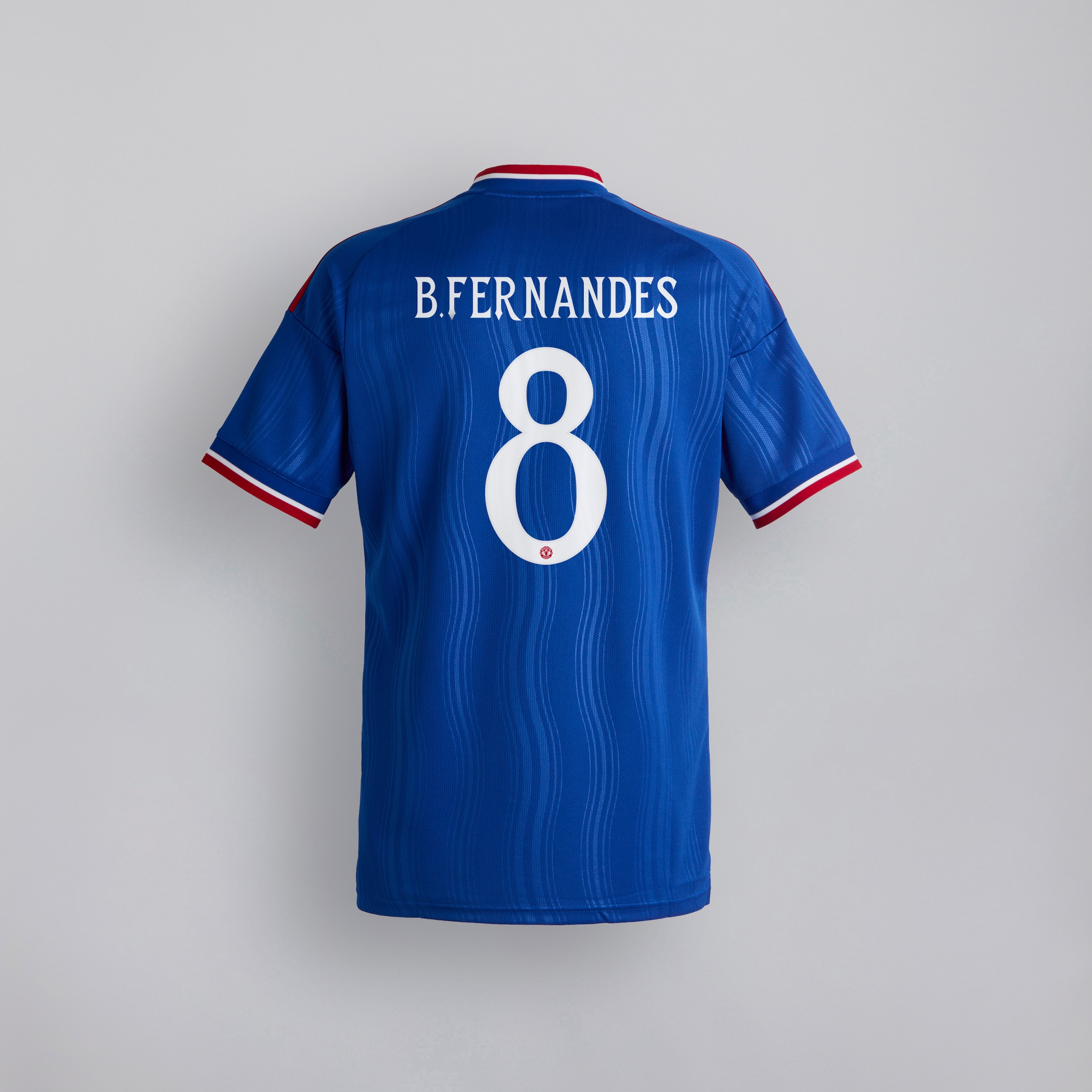 Manchester United 26/27 Away Kids Jersey with Fernandes 8 UCL Printing & Badge Blue