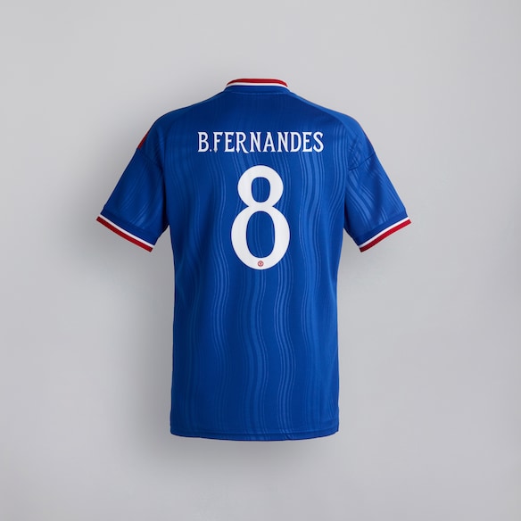 Manchester United 26/27 Away Kids Jersey with Fernandes 8 UCL Printing & Badge Blue