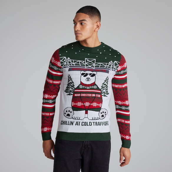 Manchester United Polar Bear Christmas Jumper Green Green