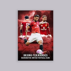 Manchester United Bruno Fernandes A2 Poster Red
