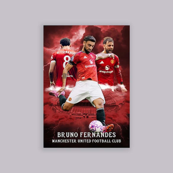 Manchester United Bruno Fernandes A2 Poster Red Rot