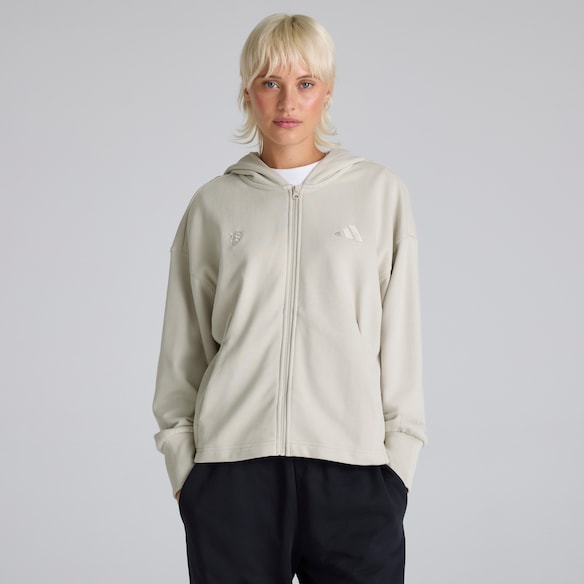 Manchester United x adidas Womens ALL SZN Loose Full-Zip Hoodie Beige Beige