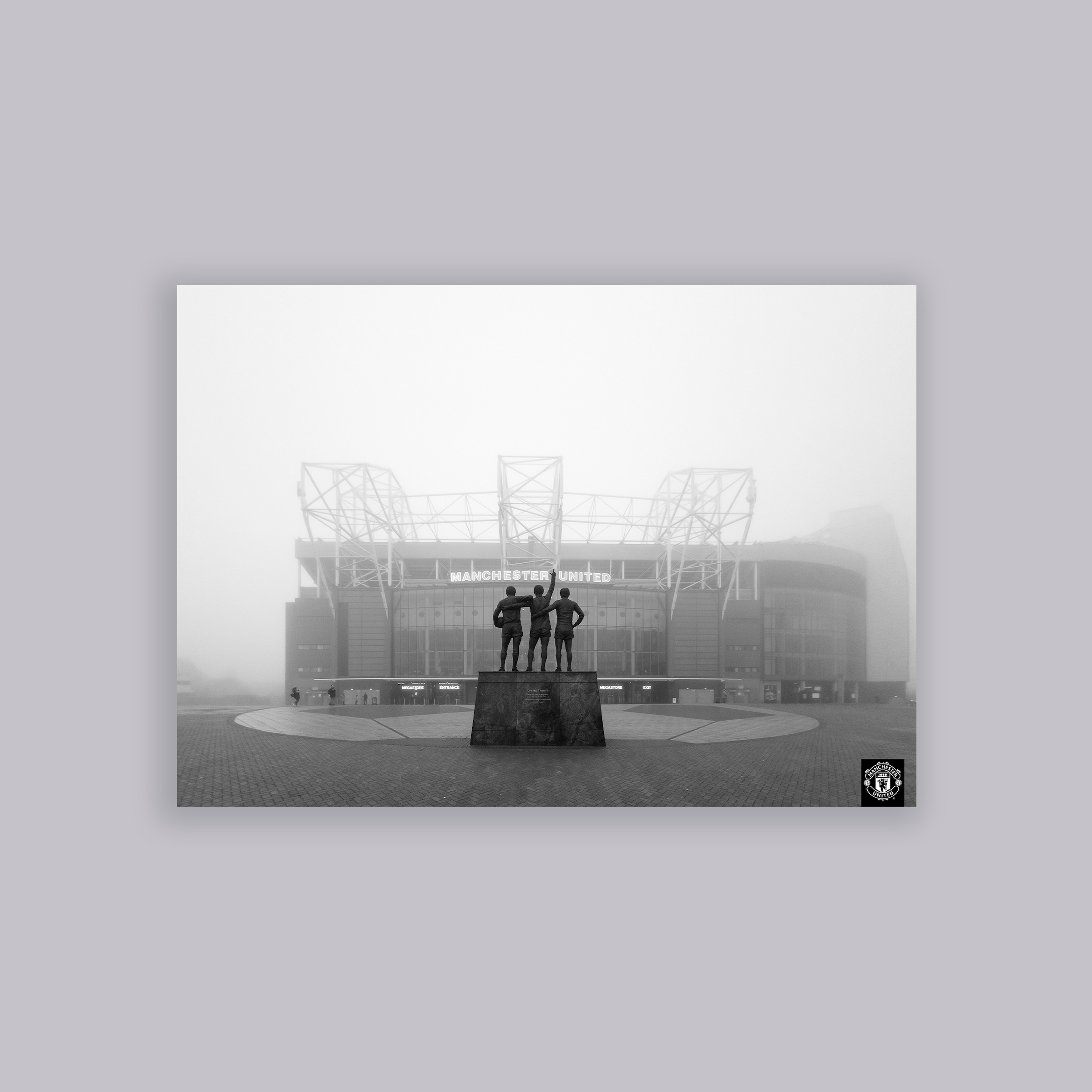 Manchester United Foggy Morning Print A2 Poster Grey Grey