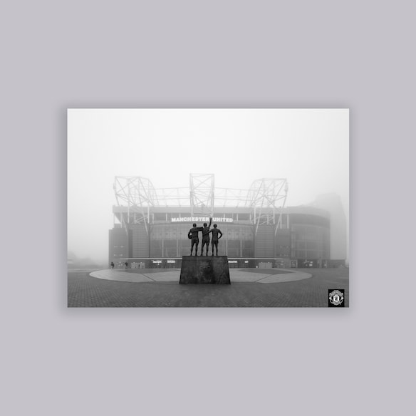 Manchester United Foggy Morning Print A2 Poster Grey