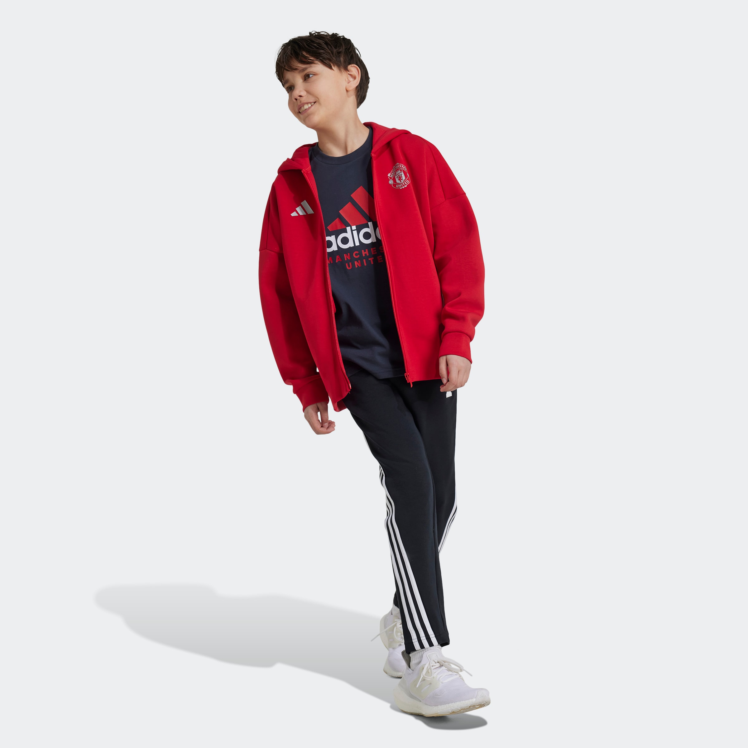 Manchester United x adidas Youth Manchester United Anthem Jacket Kids Red 빨간색 세부 사항 [4-5]
