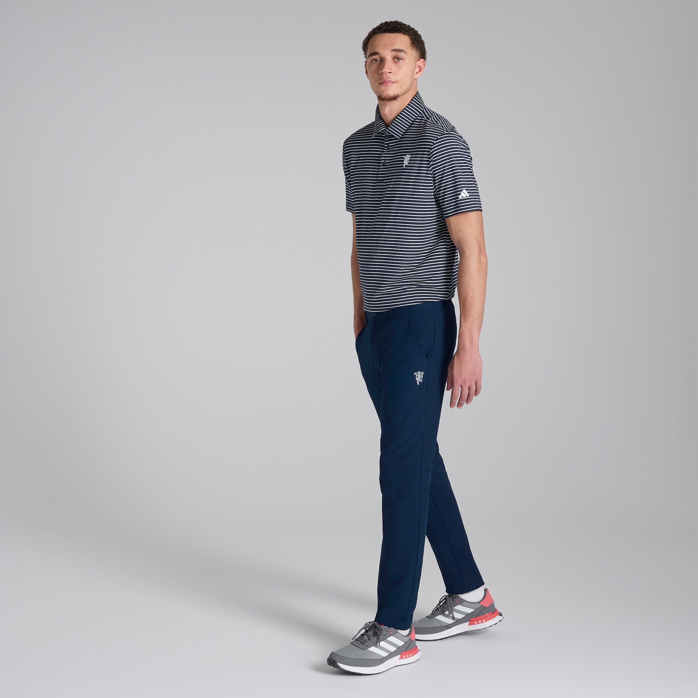 Manchester United x adidas Golf Performance Stripe Polo Shirt Navy Navy blue Detail [3-5]