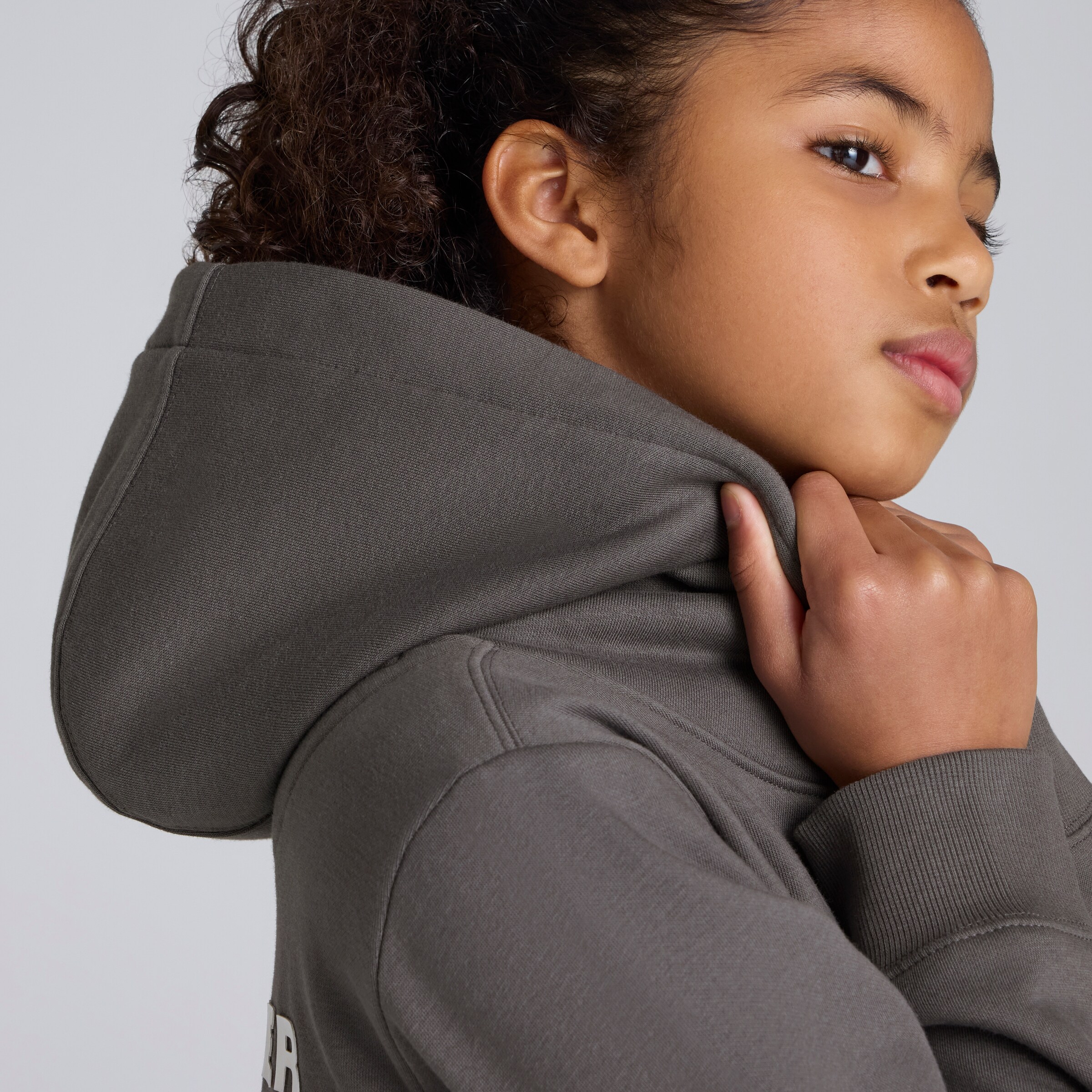 Manchester United Kids Back Print Overhead Hoodie Slate Grey Detail [4-6]