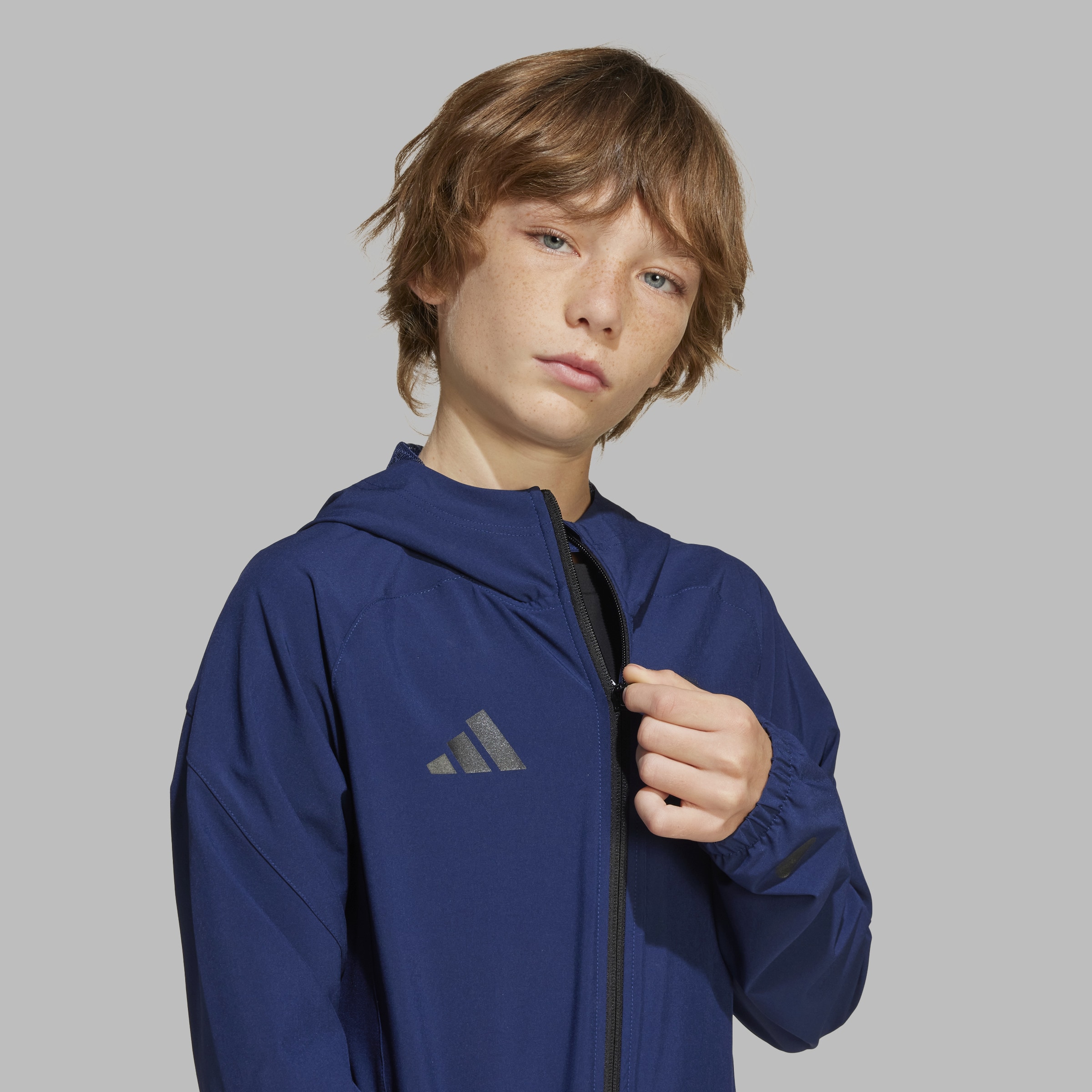 Manchester United Kids Tiro 24 Competition Vis Tech Travel Jacket Blue Blue Detail [3-6]