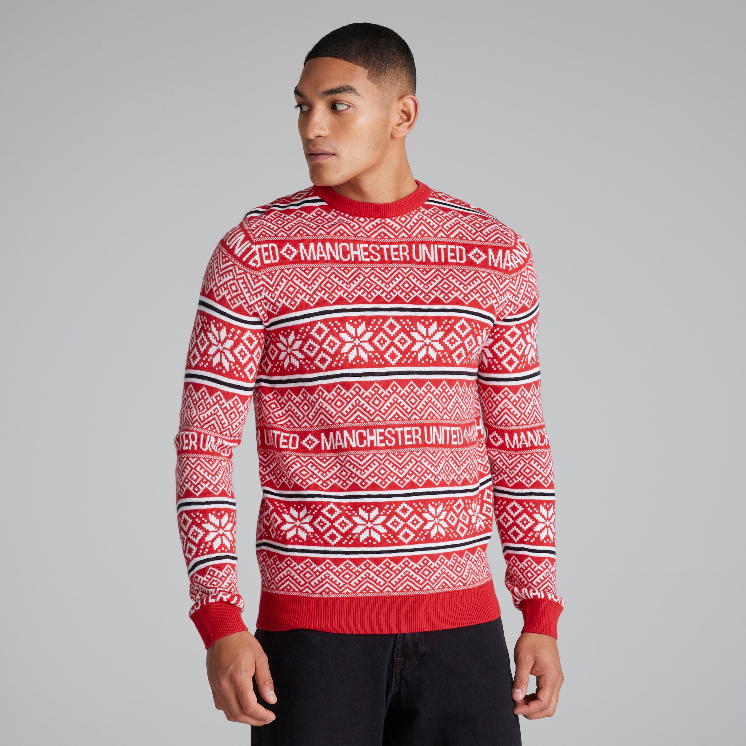 Manchester United Fairisle Christmas Jumper Red Red