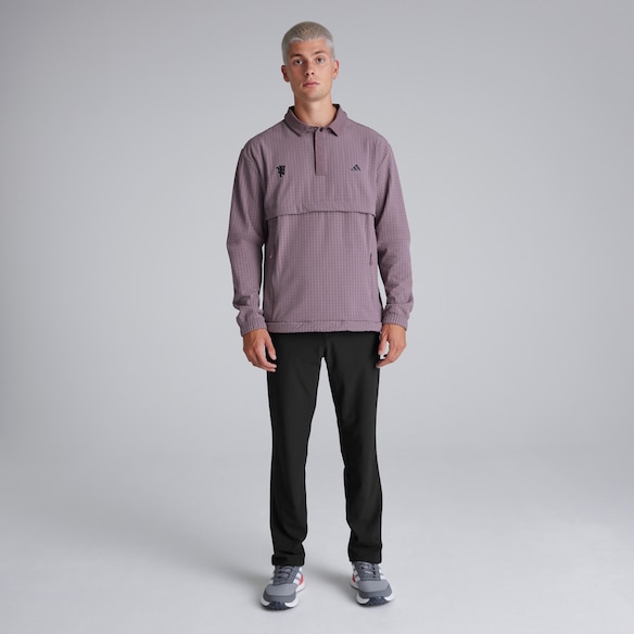 Manchester United x adidas Mens Golf Ultimate365 Tour WIND.RDY 1/4 Zip Sweatshirt Purple Purple