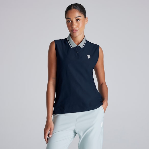 Manchester United x adidas Women's Golf Beyond Twist knit Polo Shirt Navy Navy blue