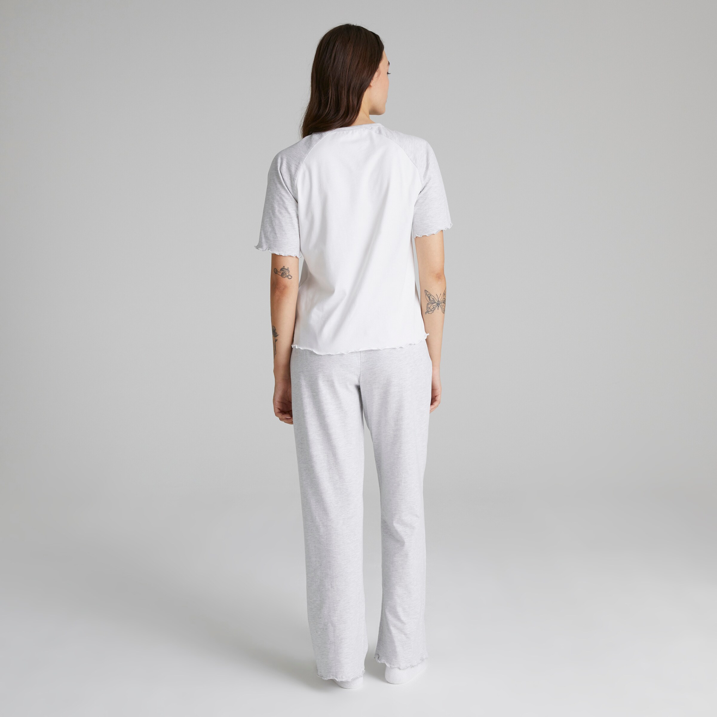 Manchester United Womens Raglan Pyjama Set with Cotton Bag Grey 세부 사항 [2-6]