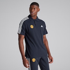 Manchester United x adidas Mens Essentials Pique 3-Stripes Polo Shirt Navy