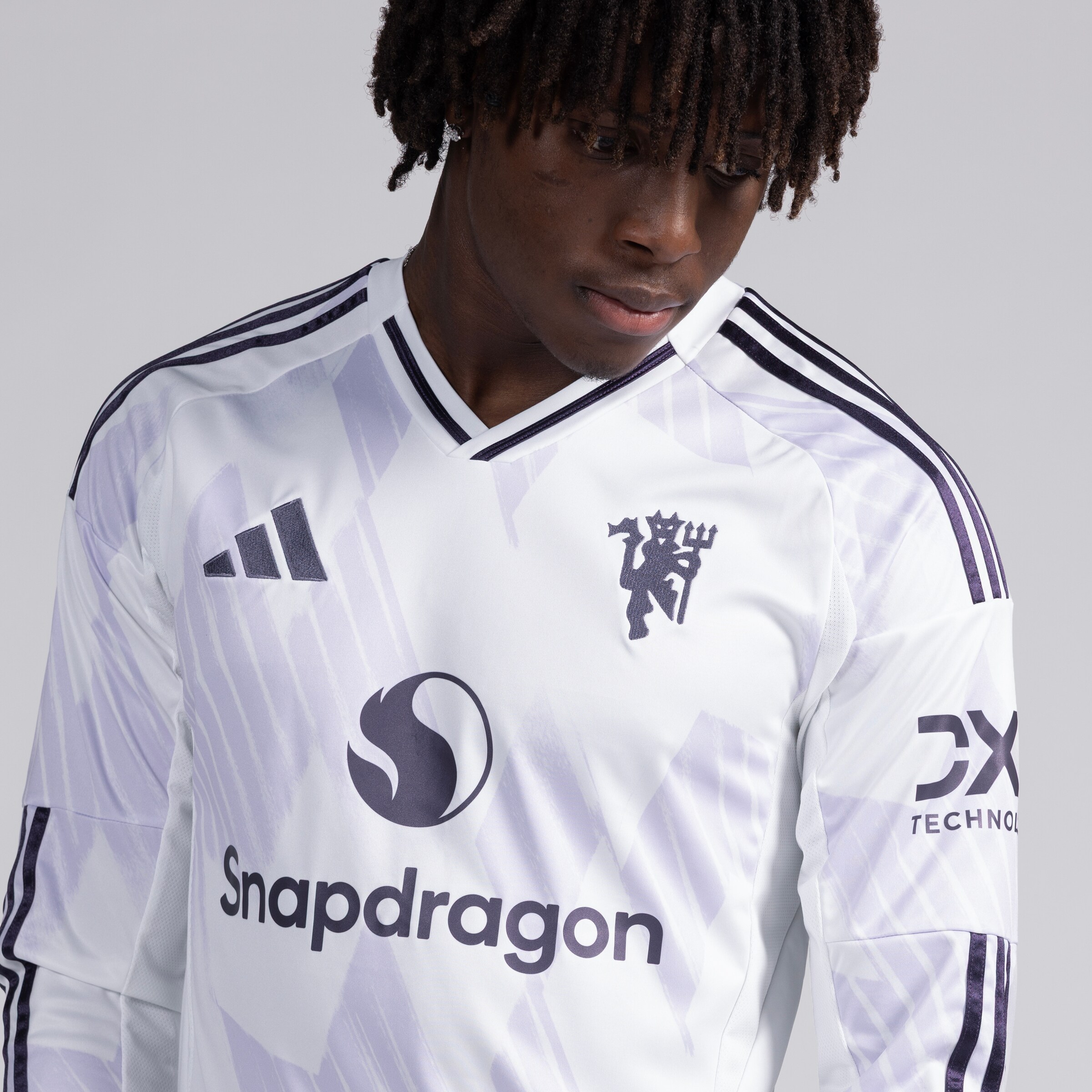 Manchester United 25/26 Long Sleeve Away Jersey Blanc Détail [5-5]