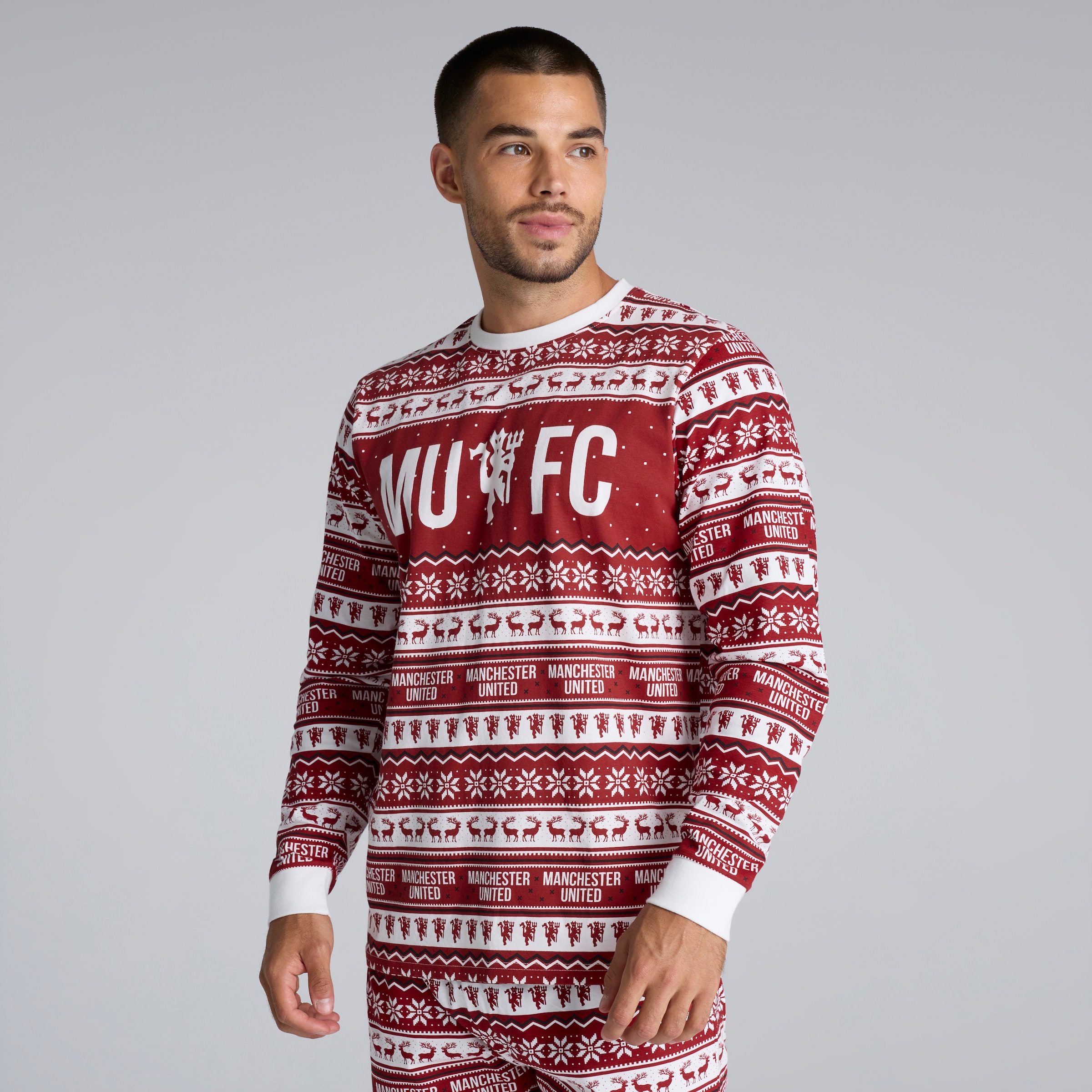 Manchester United Christmas Fairisle Pyjamas Red Multi Detail [3-6]