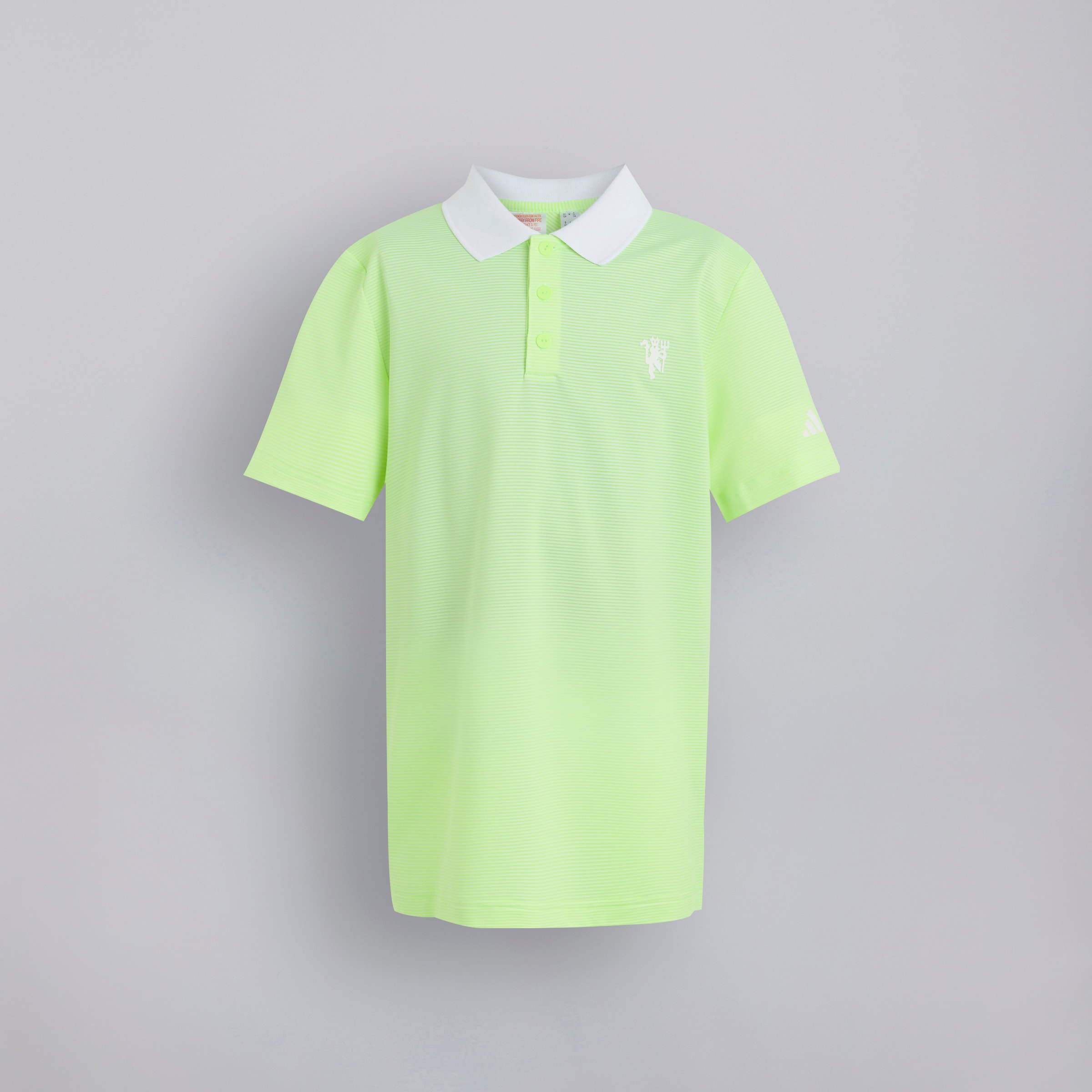 Manchester United x adidas Kids Golf Striped Polo Shirt Green Green Detail [1-2]