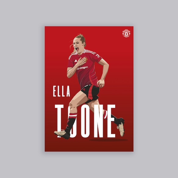 Manchester United Toone Illustrated A2 Poster Red