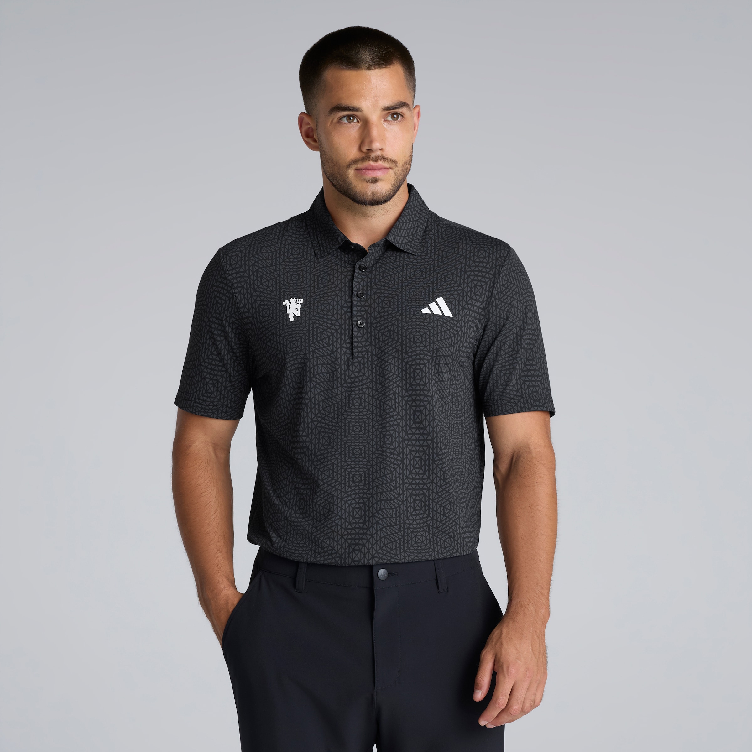 Manchester United x adidas Golf Ultimate 365 Tour Polo Shirt Black Black