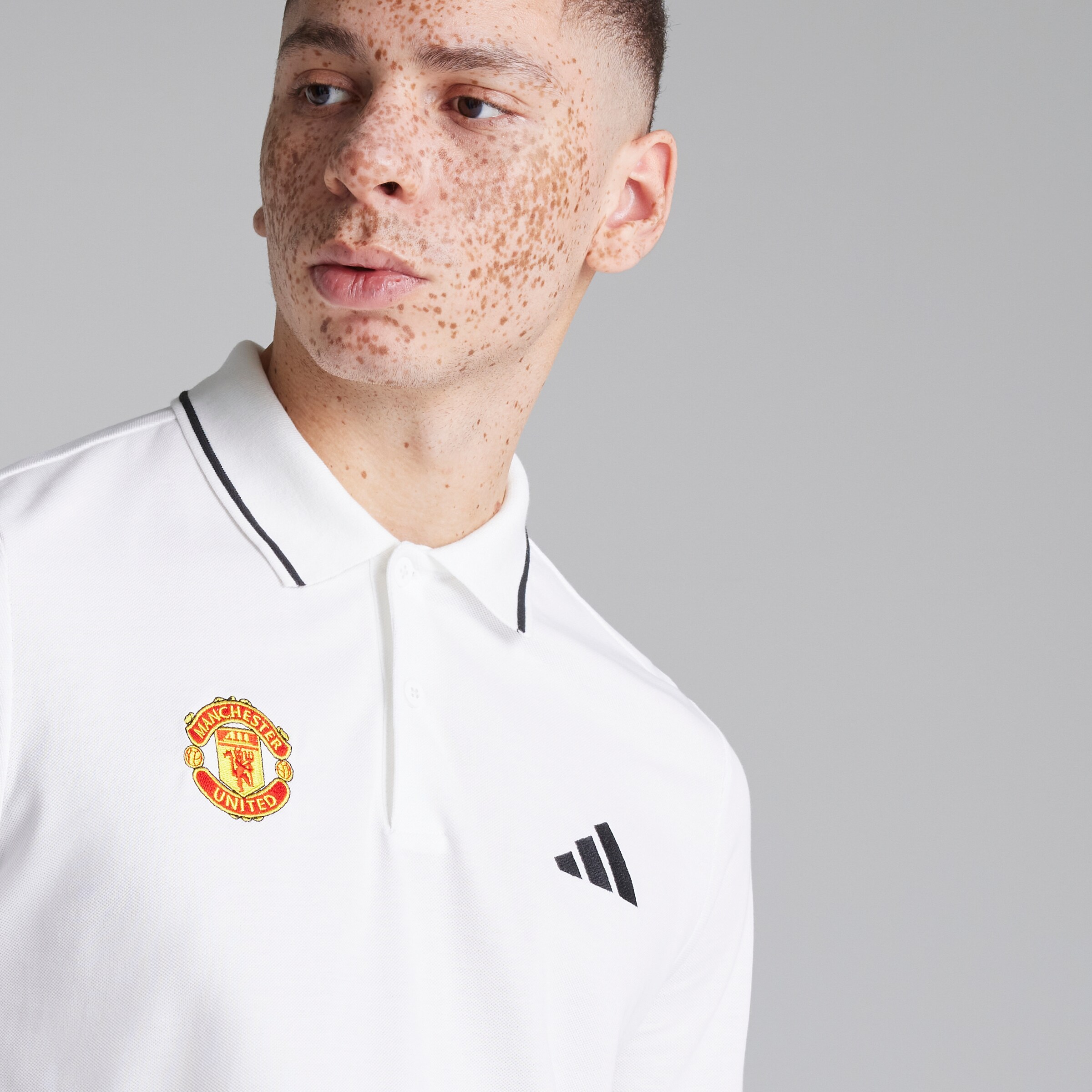 Manchester United x adidas Essentials Pique Polo Shirt White White Detail [5-5]
