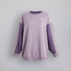 Manchester United x adidas Womens Essentials 3-Stripes Oversized Fleece Sweatshirt Purple
