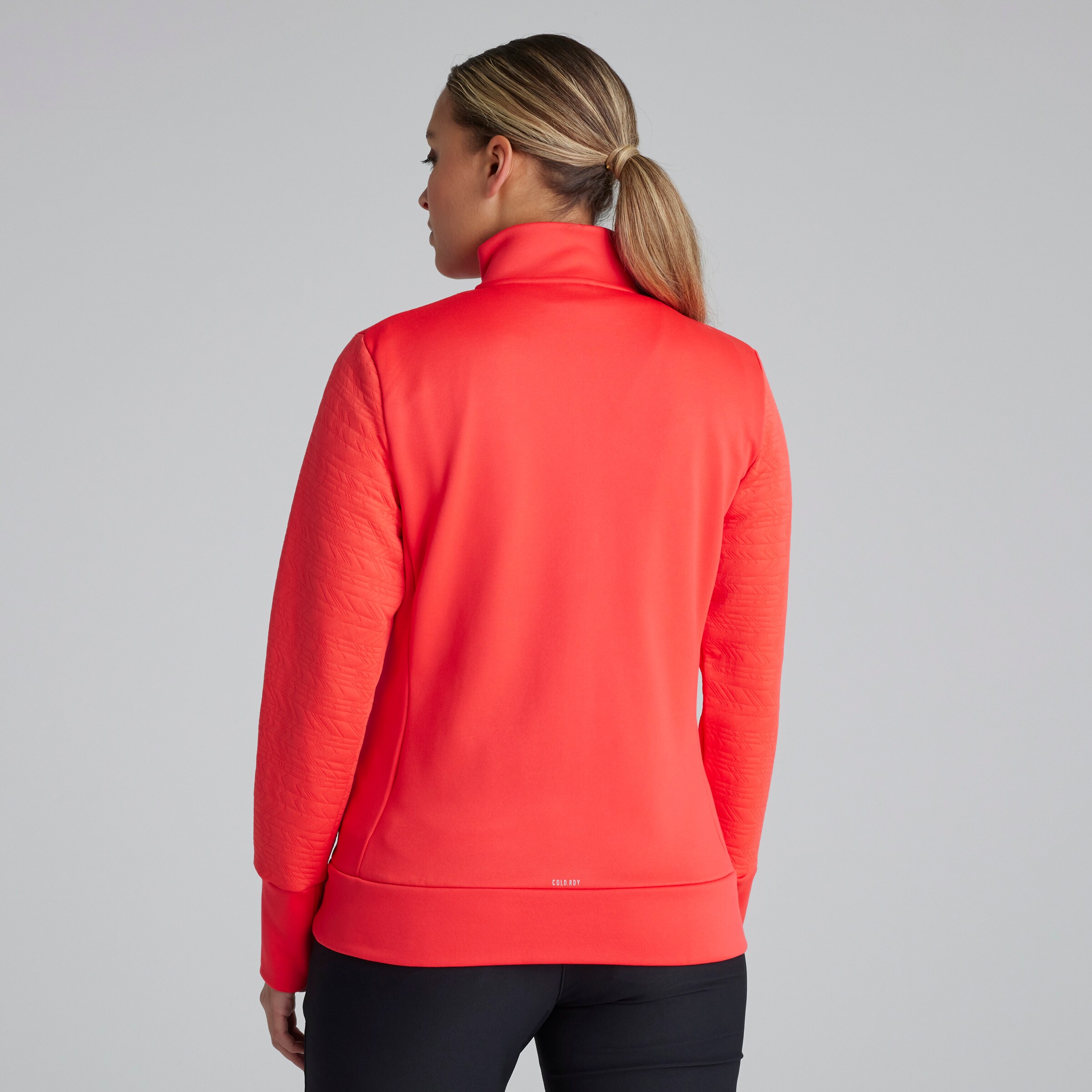 Manchester United x adidas Womens Golf COLD.RDY Jacket Red Red Detail [2-5]