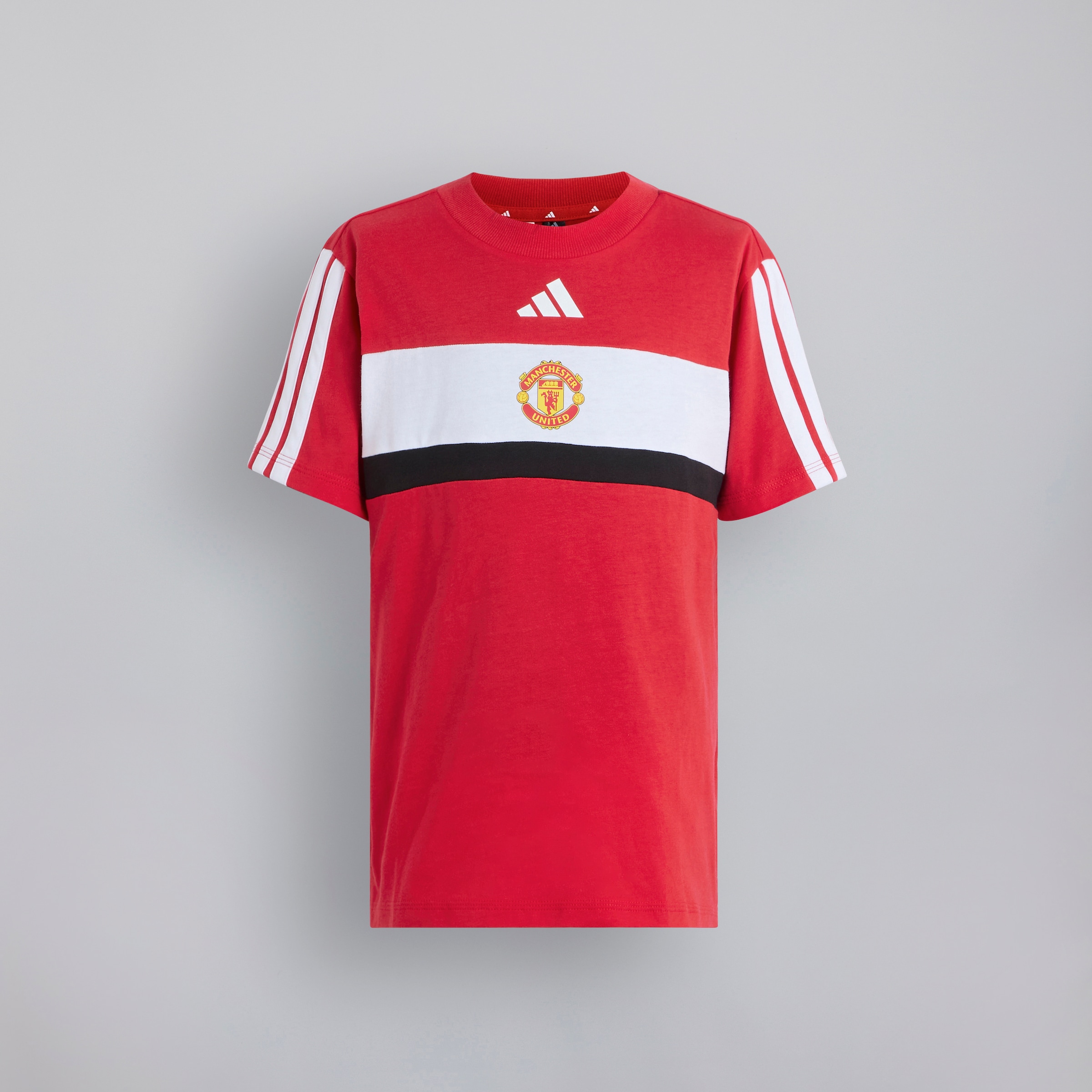 Manchester United x adidas Kids Essentials Tiberio 3-Stripes T-Shirt Red Red