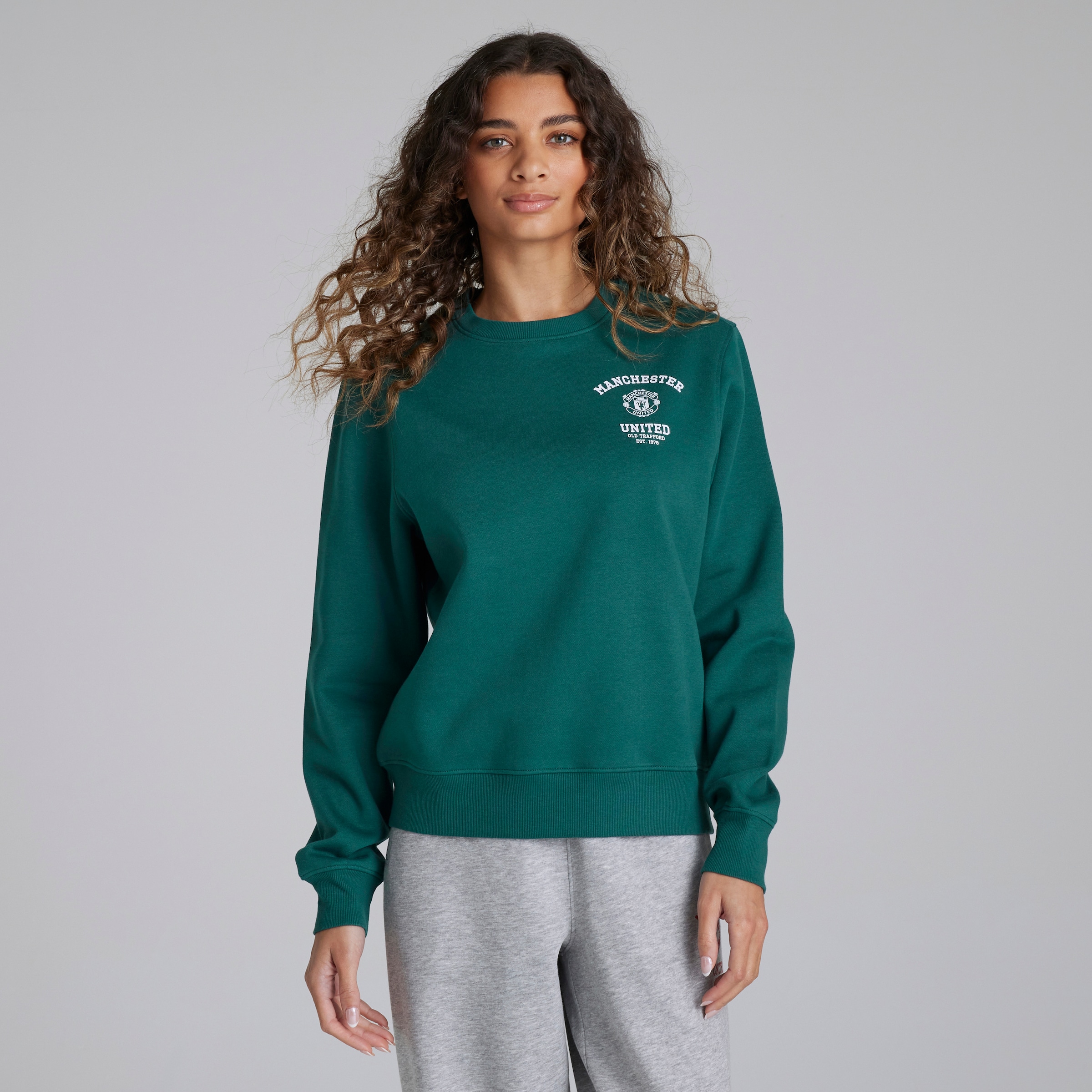 Manchester United Womens Varsity Sweatshirt Green Green