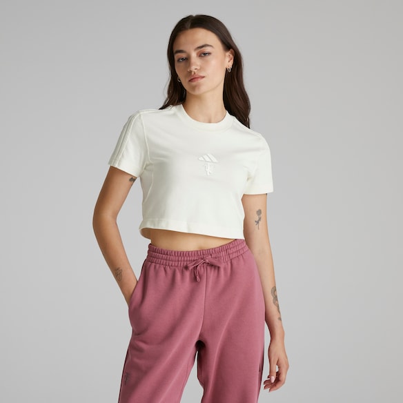 Manchester United x adidas Womens ALL SZN 3-Stripes Slim T-Shirt Off White White