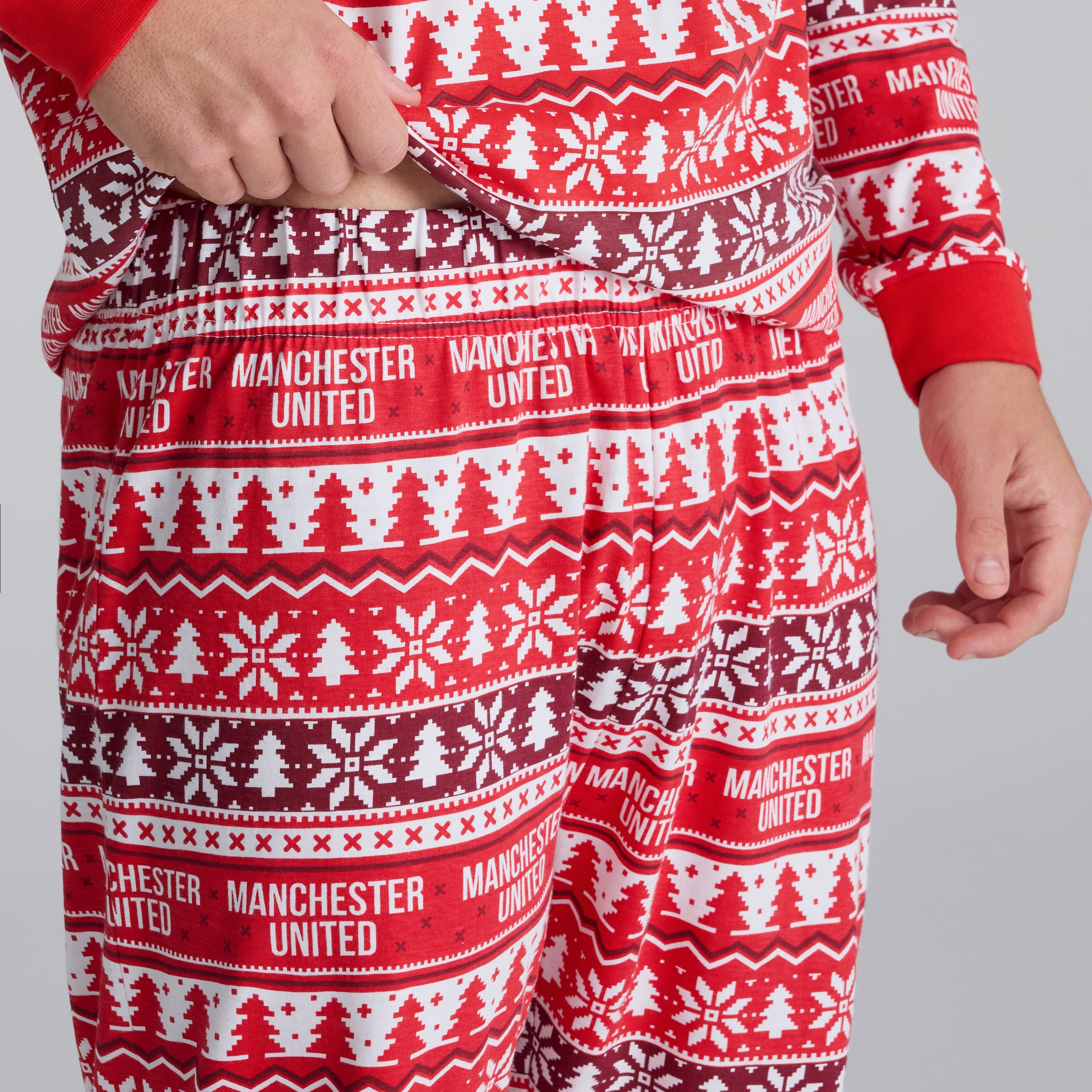Manchester United Mens Christmas Fairisle Pyjama Red Red Detail [5-5]