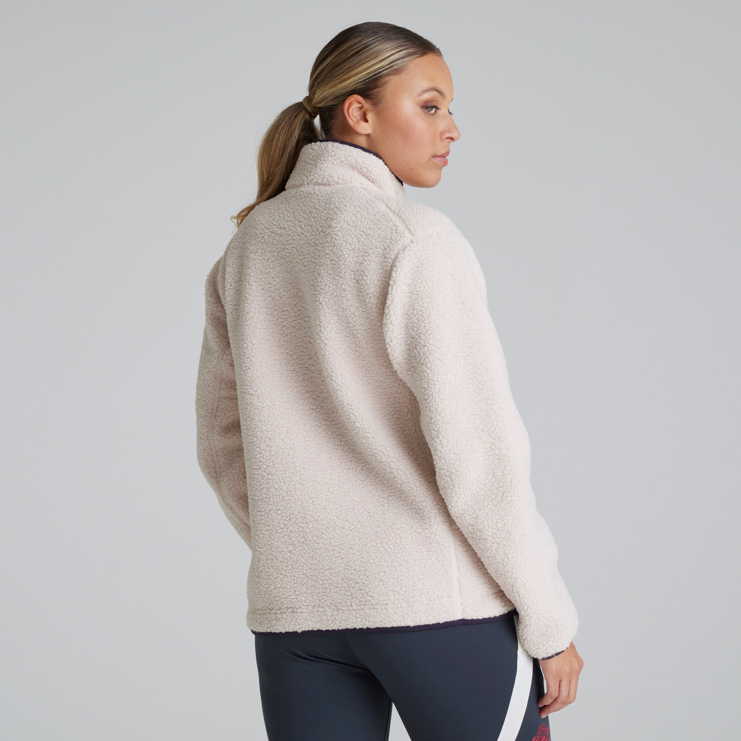 Manchester United Adidas Womens  W XPL PILE SNAP Cream White Detail [2-6]